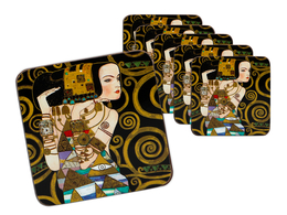 Set of 6 cork pads - G. Klimt, Waiting (Carmani)