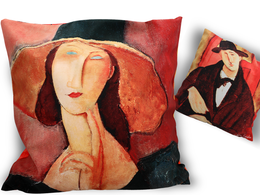 Pillow with filling/zip - A. Modigliani, Woman in a hat and Mario Varvogli (CARMANI)