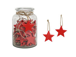 Set of 36 Christmas tree decorations - Red stars 8cm