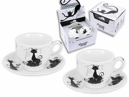 Two cups with espresso saucers - Cat`s World (Carmani)