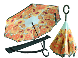 Reverse-opening umbrella - V. van Gogh, Sunflowers (CARMANI)