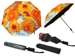 Folding umbrella, automatic - V. van Gogh, Sunflowers (design outside, CARMANI)