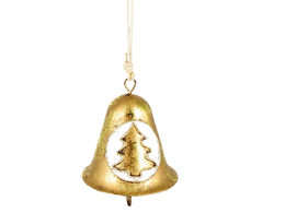 Christmas tree ornament - Gold bell (metalwork)