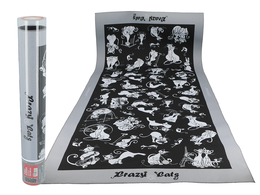 Table runner (wide) - Crazy Cats, black background (CARMANI)