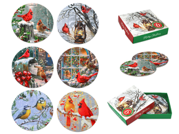 Set of 6 cork pads - Christmas, Birds (CARMANI)