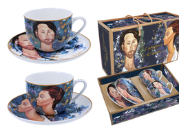 Set of 2 cups with saucers - A. Modigliani, Lunia Czechowska and Leopold Zborowski (CARMANI)