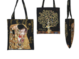 Torba śniadaniowa - G. Klimt, Pocałunek i Drzewo życia (czarne tło) (CARMANI)