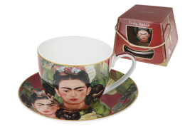 A cup with saucer - F. Kahlo, self -portrait with a thorns necklace and Kolibr (Carmani)