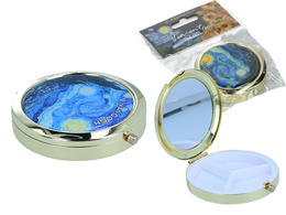 Pill box, round with mirror - V. van Gogh, Starry night (CARMANI)