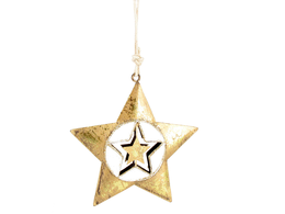 Christmas tree ornament - Gold star (metalwork)