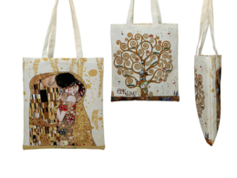 Torba śniadaniowa - G. Klimt, Pocałunek i Drzewo życia (kremowe tło) (CARMANI)