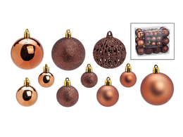 Set of 50 brown Christmas tree baubles (plastic) 3/4/6cm