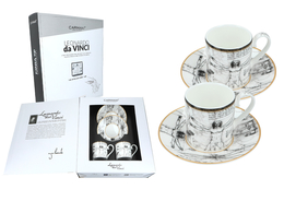 Set of 2 espresso cups - L. da Vinci, Witruvian man (Carmani)
