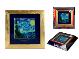 Glass Paintings - V. van Gogh, The Starry Night, gold frame (CARMANI)