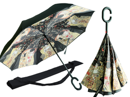 Reverse-opening umbrella - G. Klimt, The Kiss + Adele Bloch-Bauer (CARMANI)