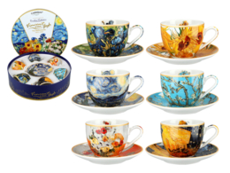 Set of 6 espresso cups in a round box - V. van Gogh (CARMANI)