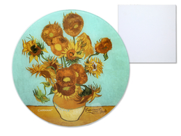 Glass cutting board, round - V. van Gogh, Sunflowers (CARMANI)