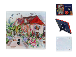 Glass coaster - Red country house (CARMANI)