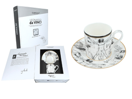 Set of cup and saucer - L. Da Vinci, the Vitruvian Man (CARMANI)