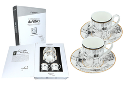 Set of 2 espresso cups - L. Da Vinci, the Vitruvian Man (CARMANI)