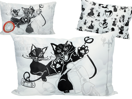 Pillow with filling/zip (large) - Crazy cats, Cats in Rome (white background, CARMANI)