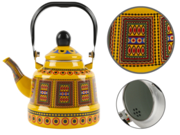 Little and yellow enamel kettle.
